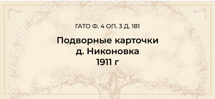 Подворные карточки д. Никоновка 1911 г
